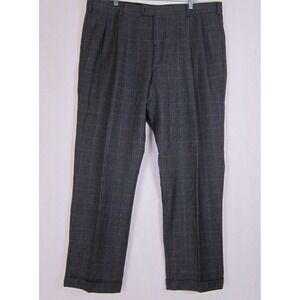 JOS A BANK Executive Collection Wool Plaid 42x31 Men's Pants Cuffed Pleated